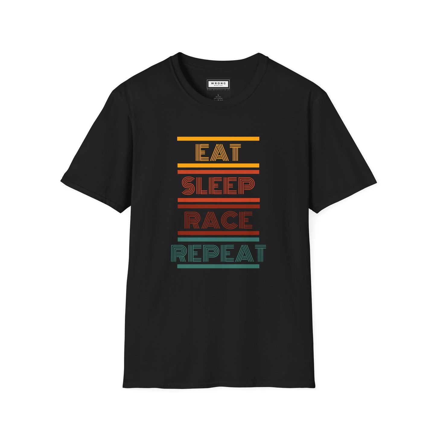 Eat, Sleep, Race, Repeat - Retro Design – Printed Graphic T-Shirt