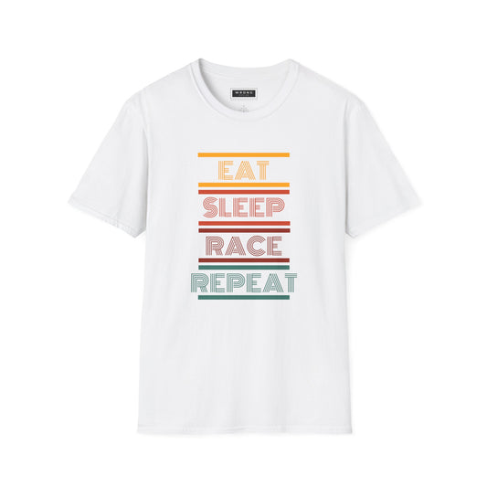 Eat, Sleep, Race, Repeat - Retro Design – Printed Graphic T-Shirt