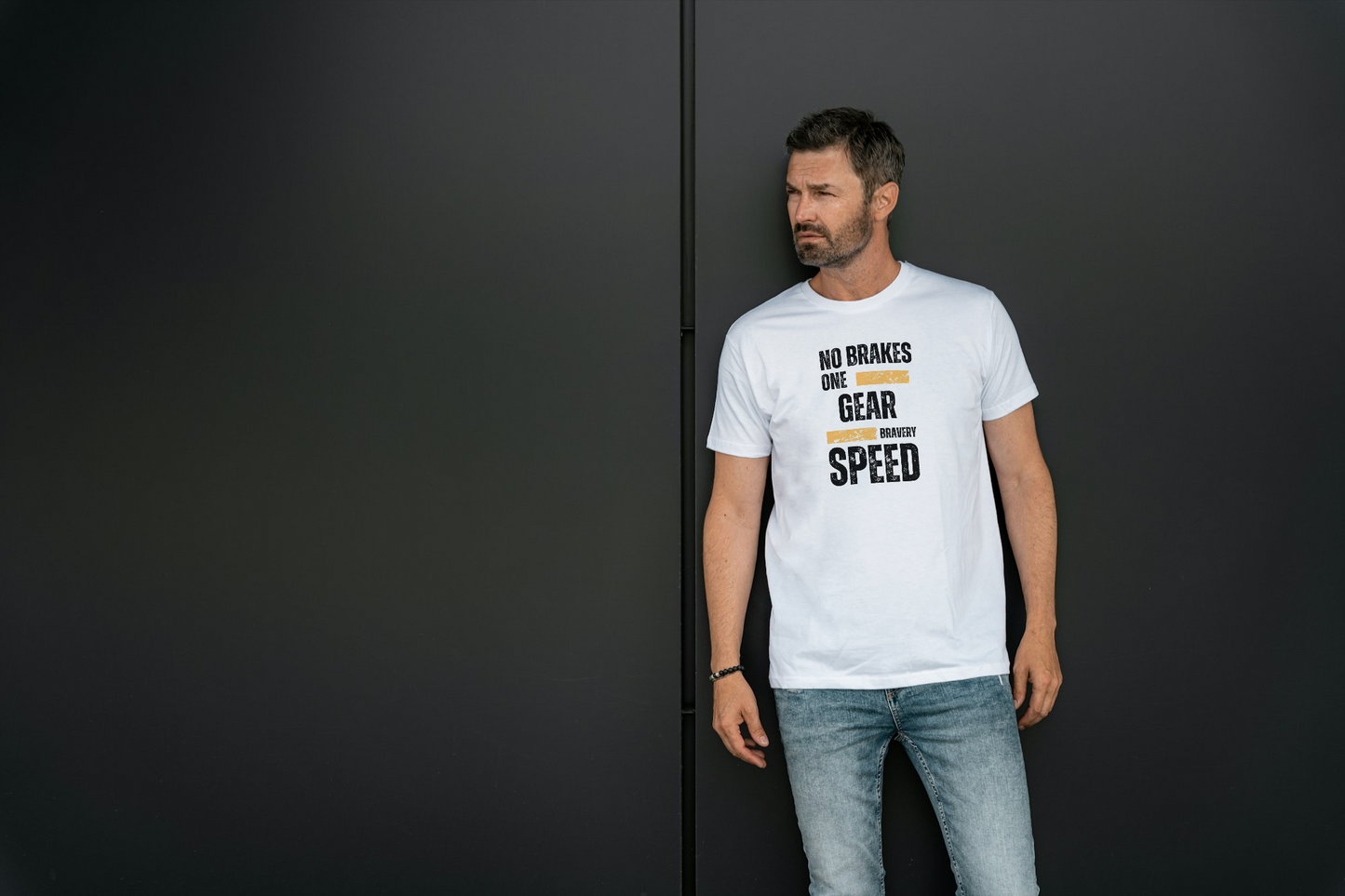 No Brakes, One Gear, Bravery, Speed – Graphic T-Shirt