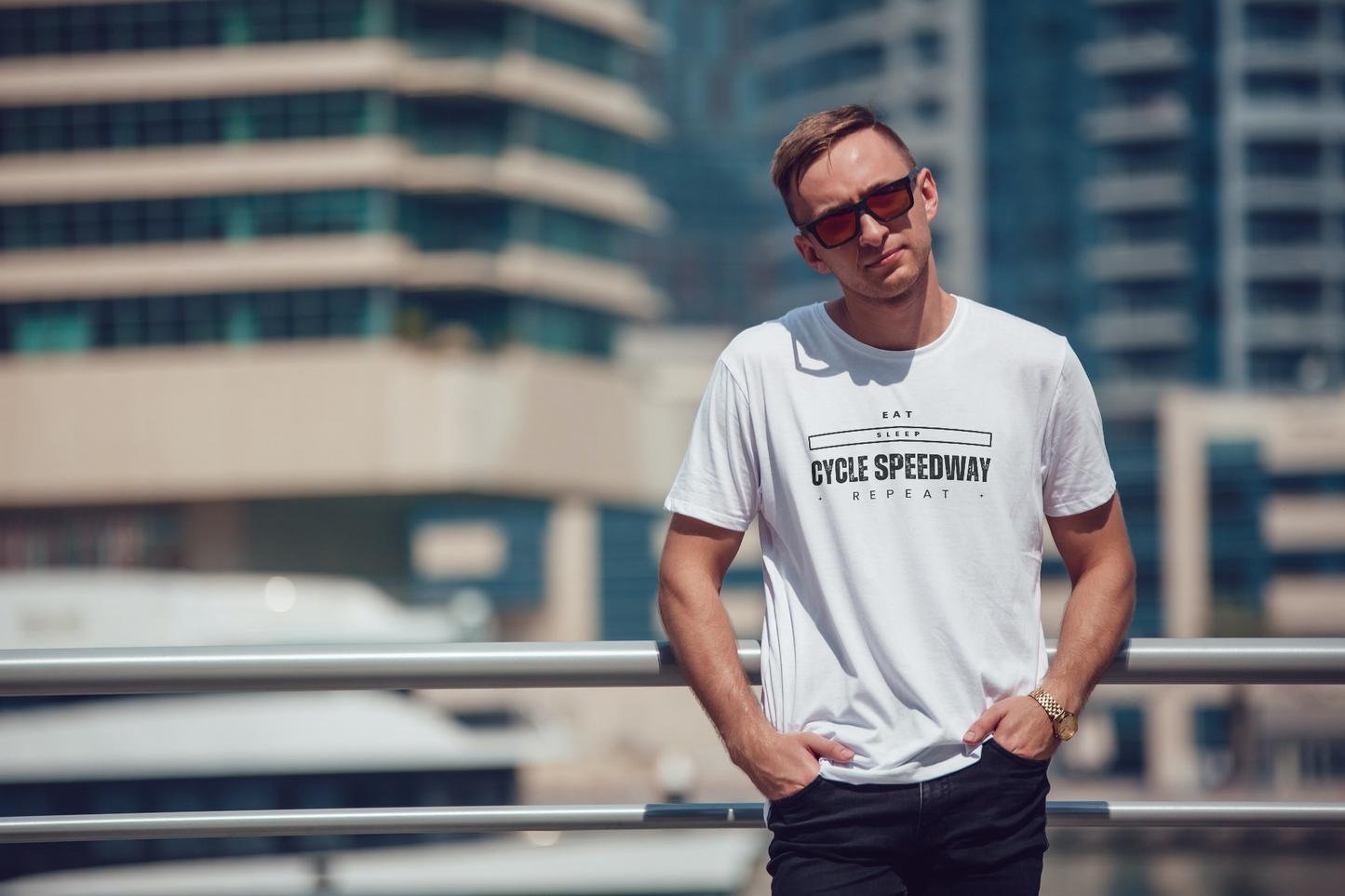 Eat, Sleep, Cycle Speedway, Repeat - Printed Graphic T-Shirt